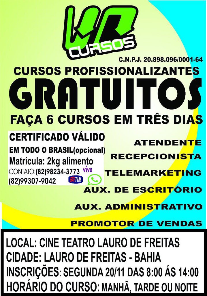 Empresa oferece cursos profissionalizantes em Lauro de Freitas (Foto: DivulgaA�A?o)